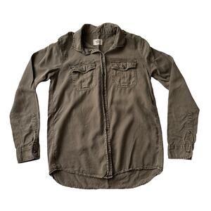 Marine‎ Layer Lyocell Olive Khaki Long Sleeve Button Up Collar Shirt women XS